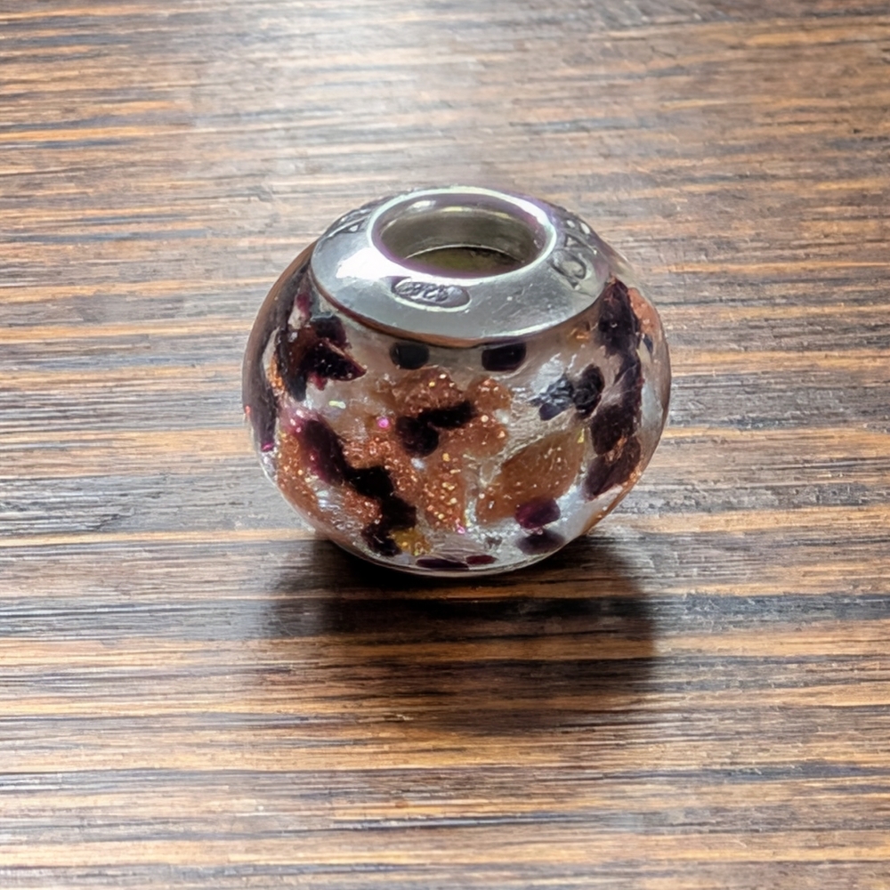 Silver and Multicolor Glass Charm Bead